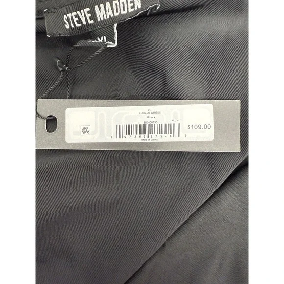 Steve Madden Black Velvet Lucille Luxury Midi Dress With Rosette XL #28 - Picture 7 of 10